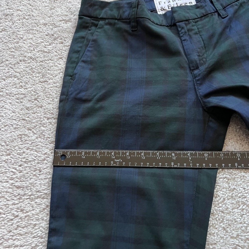 Frank & Eileen Wicklow Chino Plaid Pants Womens 8 Green Stretch Made In USA - Picture 16 of 16